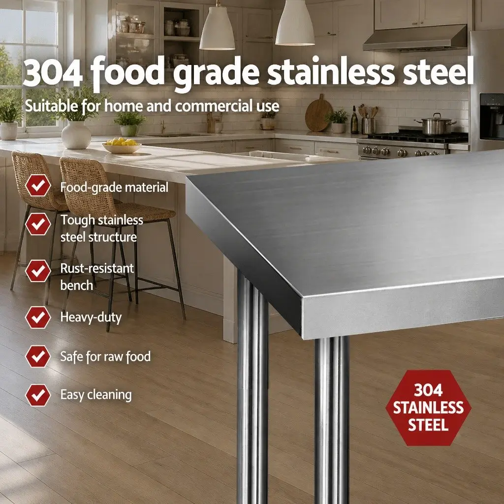 Stainless Steel Kitchen Work Bench 1219x610mm Commercial Food Prep Adjustable