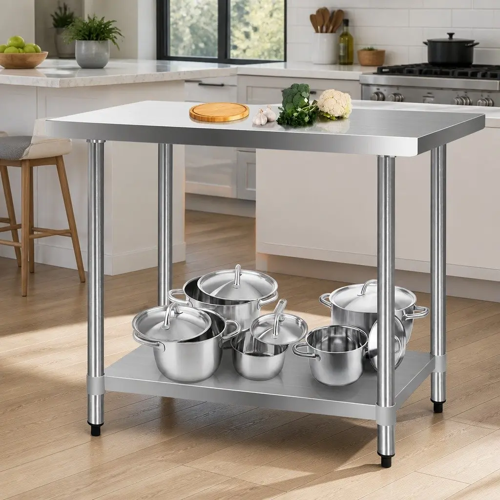Stainless Steel Kitchen Work Bench 1219x610mm Commercial Food Prep Adjustable