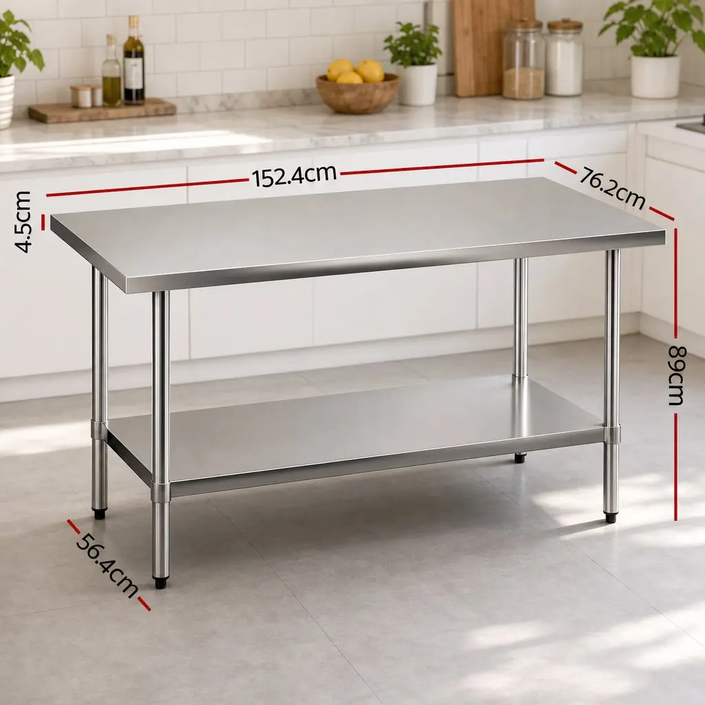 Stainless Steel Kitchen Work Bench 1524x762mm