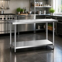 Compact Stainless Steel Kitchen Work Bench 1524x610mm