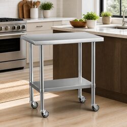 Compact Stainless Steel Work Bench with Adjustable Features 91x61cm