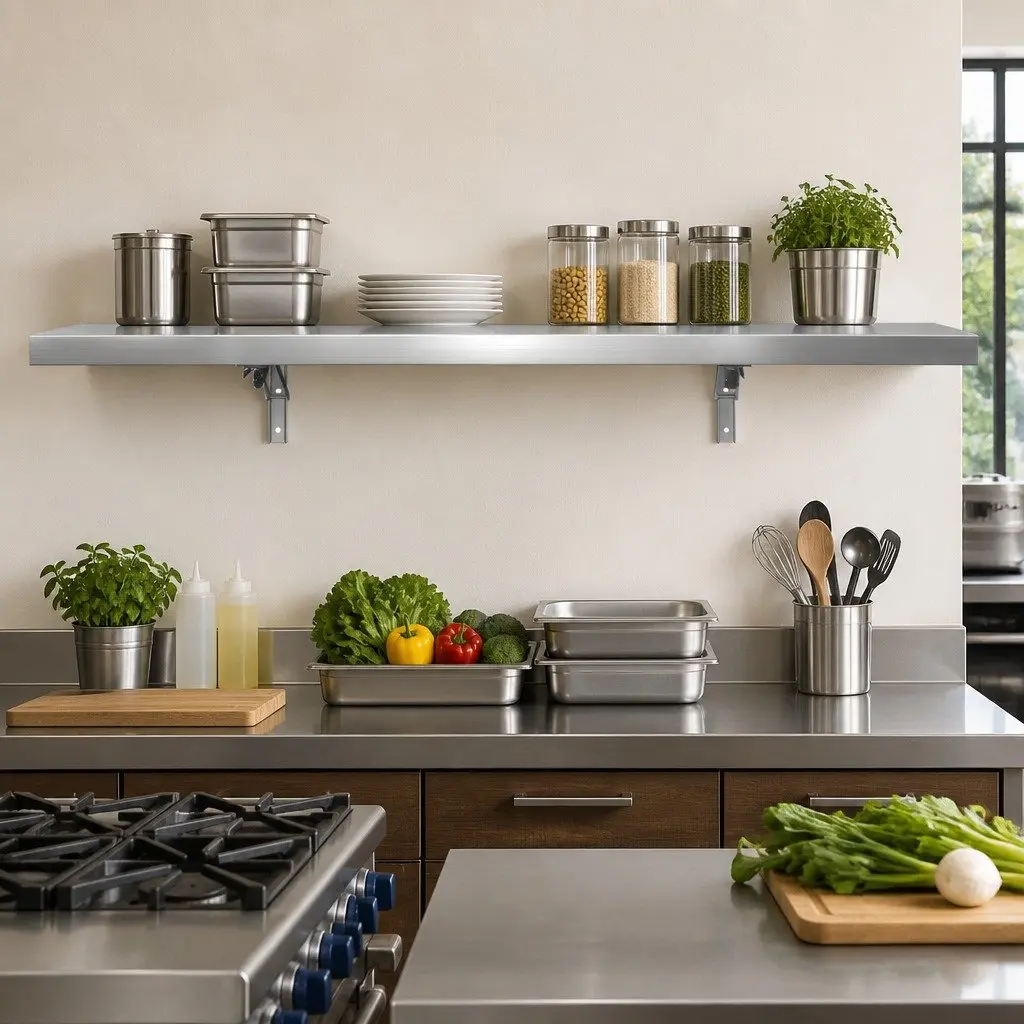 Wall Shelf Stainless Steel Kitchen Storage Rack 1200x300mm Commercial Floating
