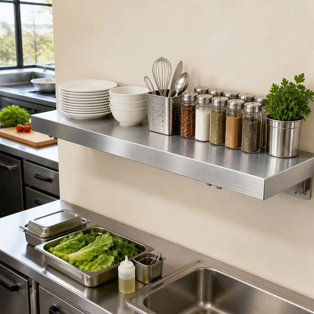Wall Shelf Stainless Steel Kitchen Storage Rack 1200x300mm Commercial Floating