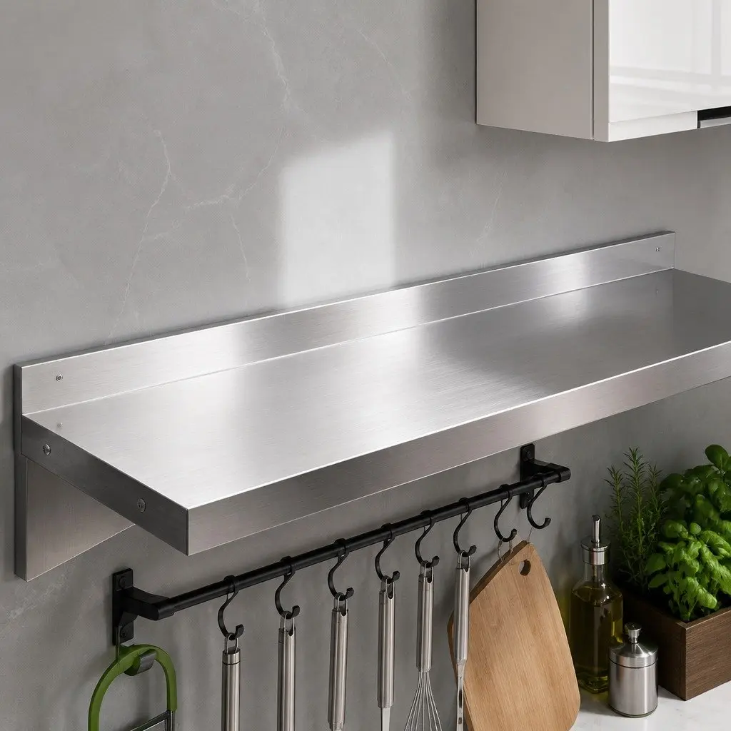Stainless Steel Wall Shelf Silver 1200mm Heavy Duty Kitchen Bathroom Storage