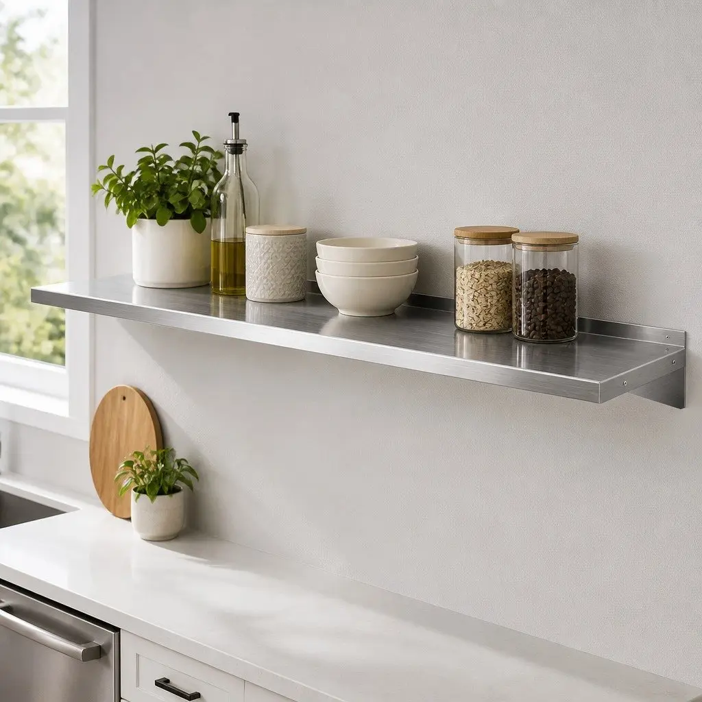 Wall Mounted Shelf Silver 1800mm Heavy Duty Stainless Steel Storage Rack