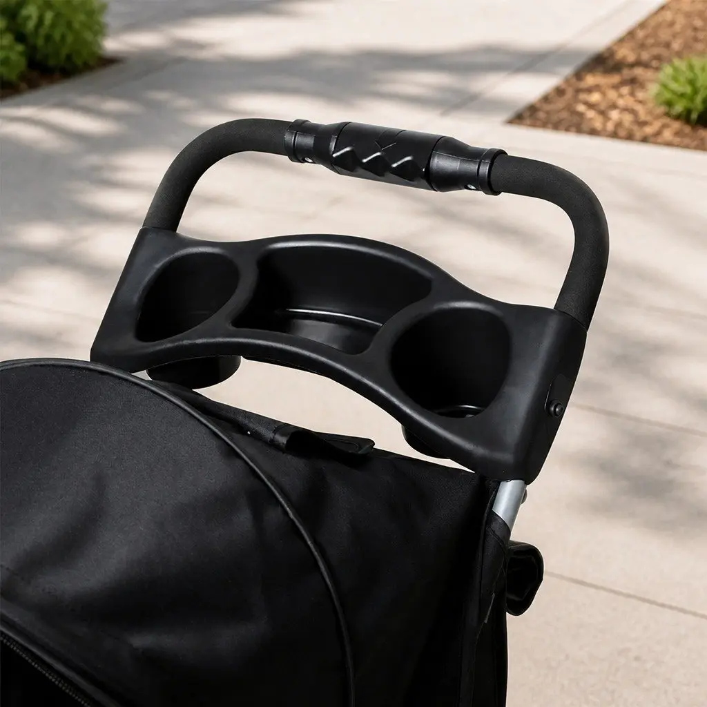 Pet Stroller Black Foldable Portable Travel Carrier 4 Wheels