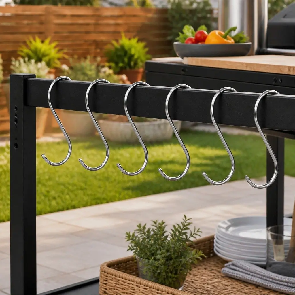 Outdoor Kitchen Cart Mobile Foldable BBQ Grill Food Prep Dining Patio Table
