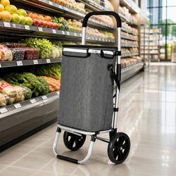 Compact Foldable Grocery Trolley with 45KG Weight Limit