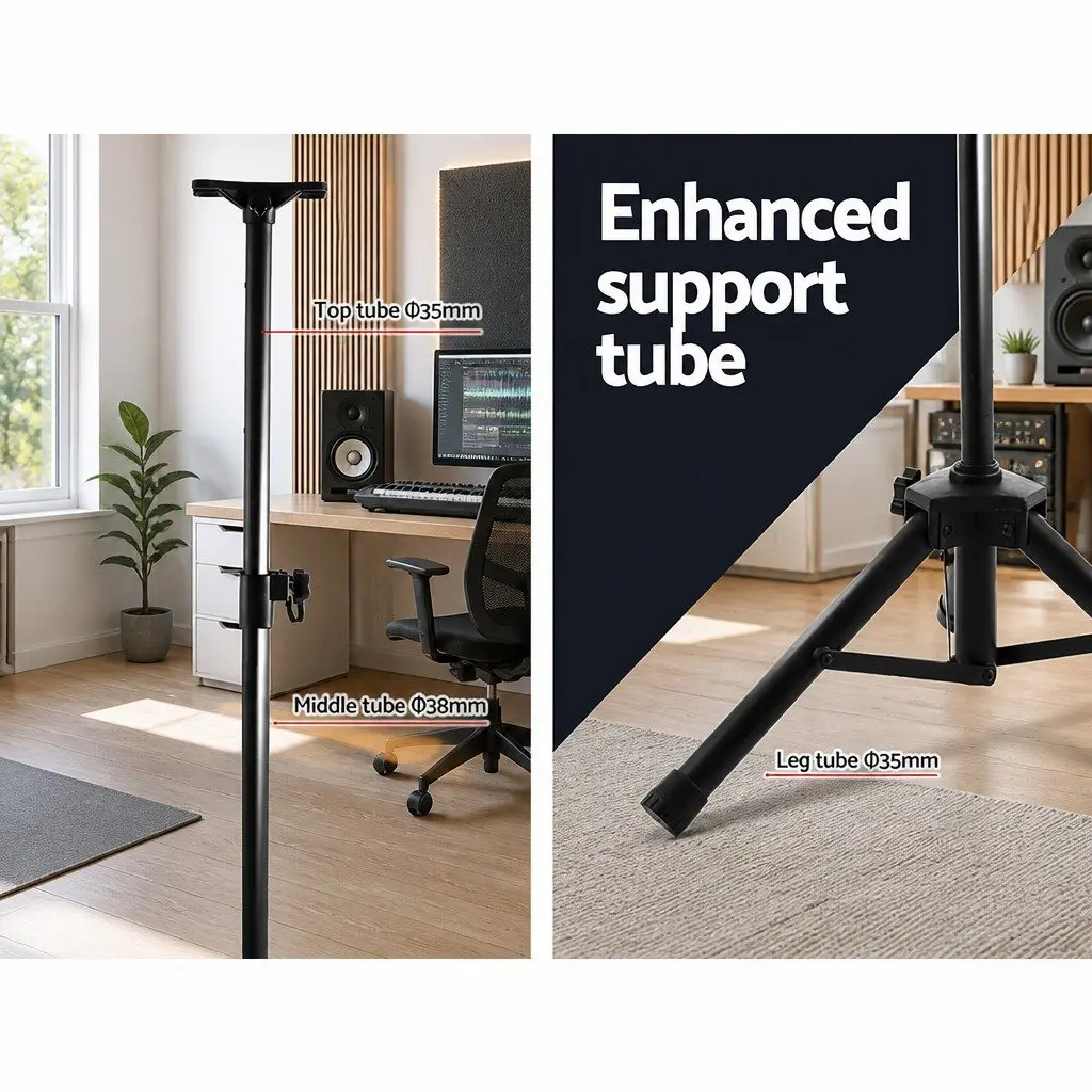Speaker Stand Black 65-120cm Adjustable Height Tripod Pair Professional Sound