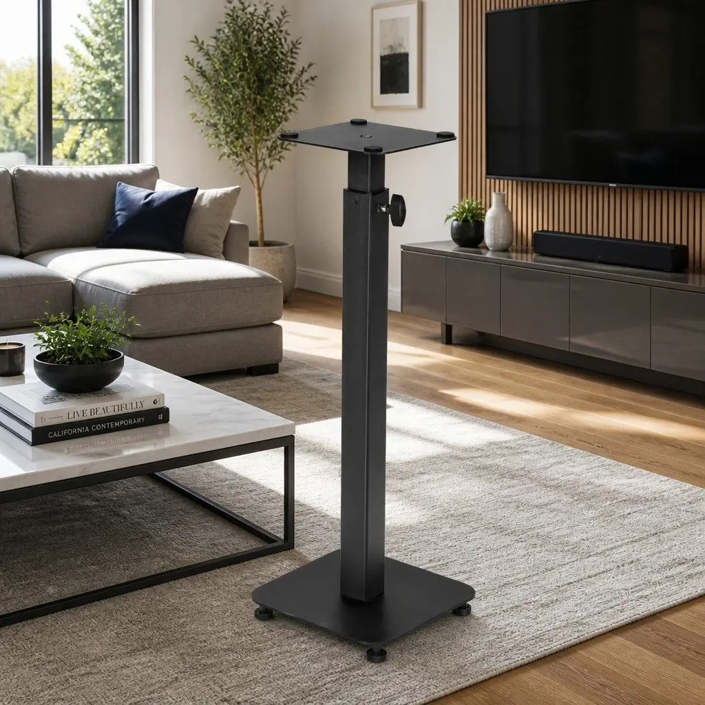 Speaker Stand Black Adjustable Height 70-117cm Steel Construction 2pcs
