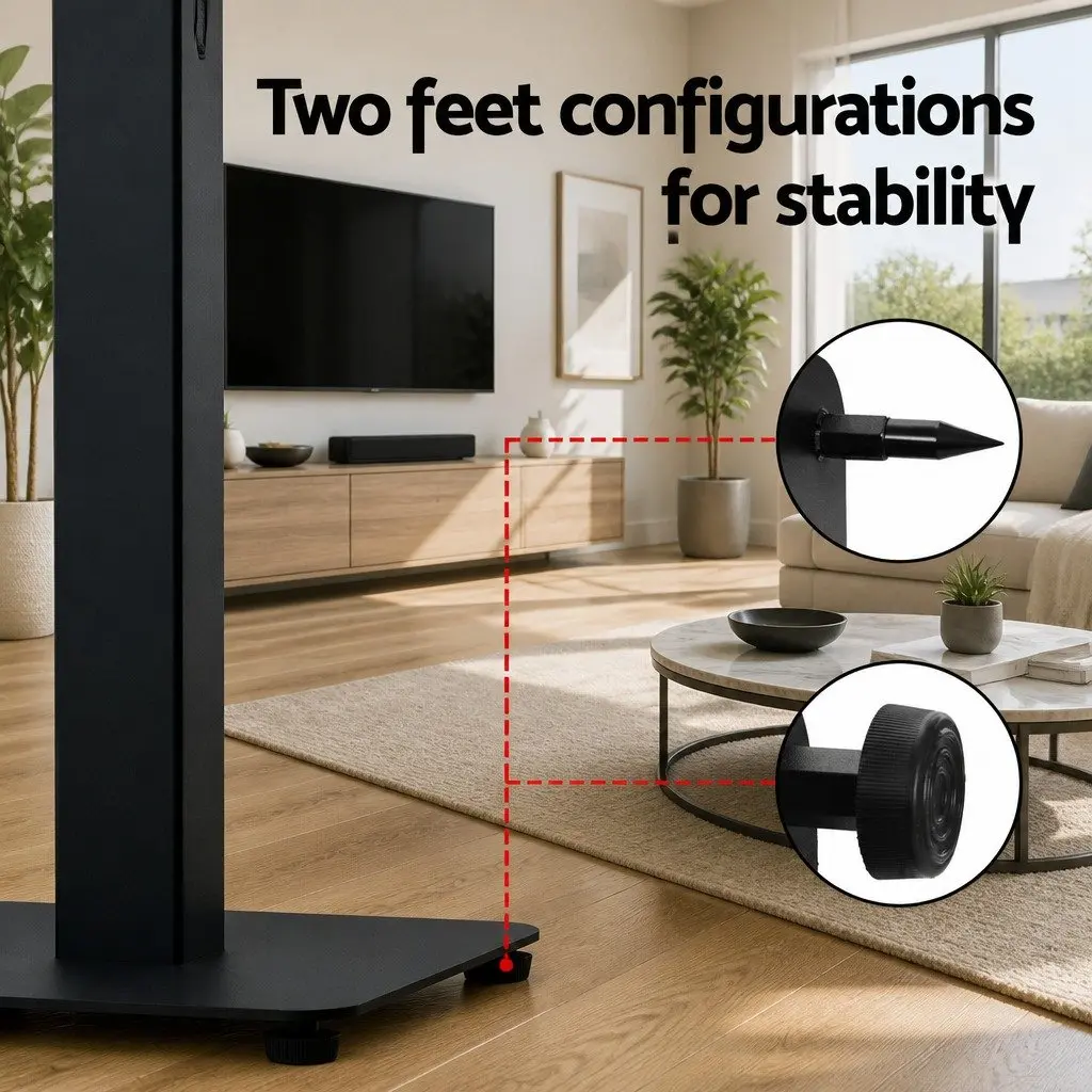 Speaker Stand Black Adjustable Height 70-117cm Steel Construction 2pcs
