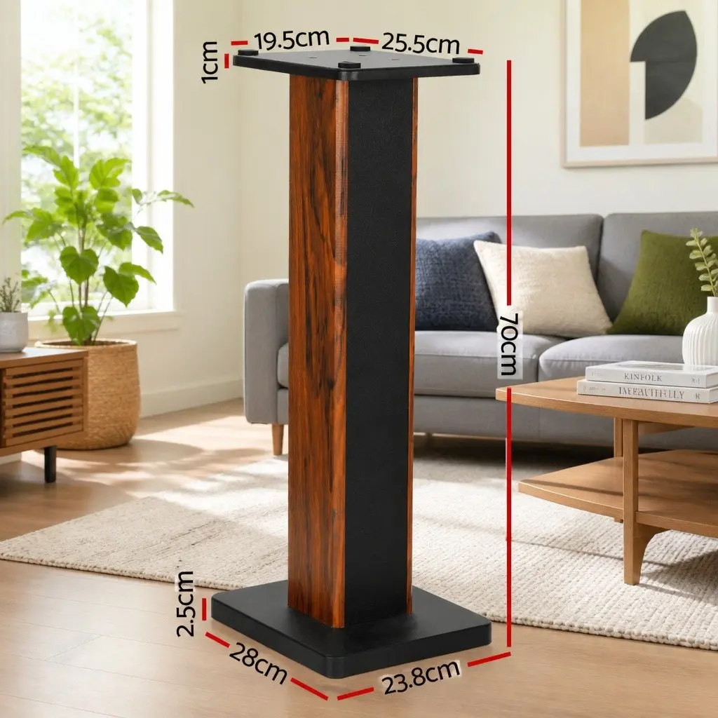 Speaker Stands Black 70cm MDF Sand-Fillable for Monitor Surround Sound Studio Setup