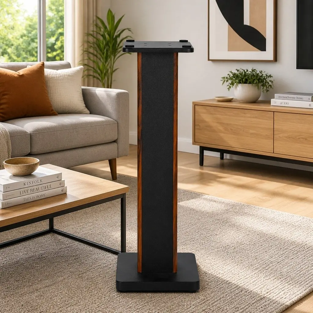 Speaker Stands Black 70cm MDF Sand-Fillable for Monitor Surround Sound Studio Setup