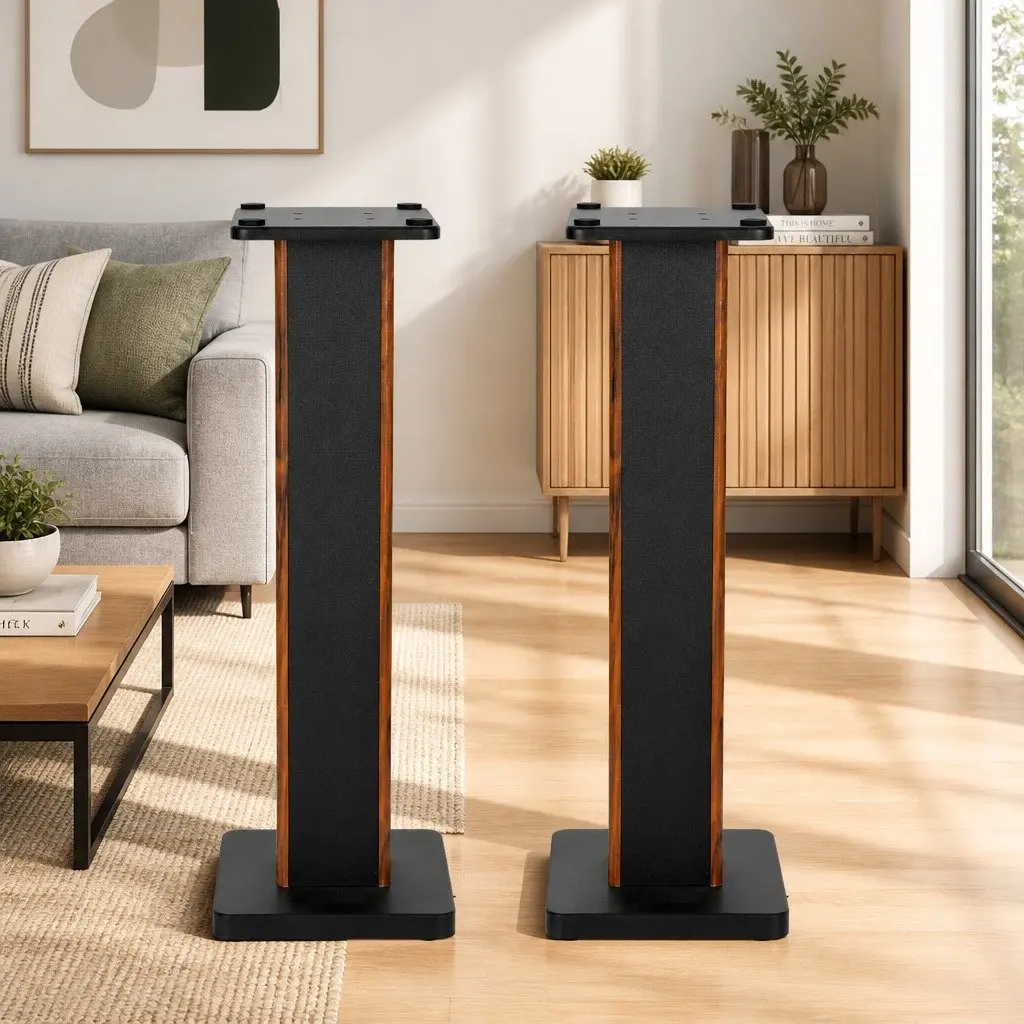 Speaker Stands Black 70cm MDF Sand-Fillable for Monitor Surround Sound Studio Setup