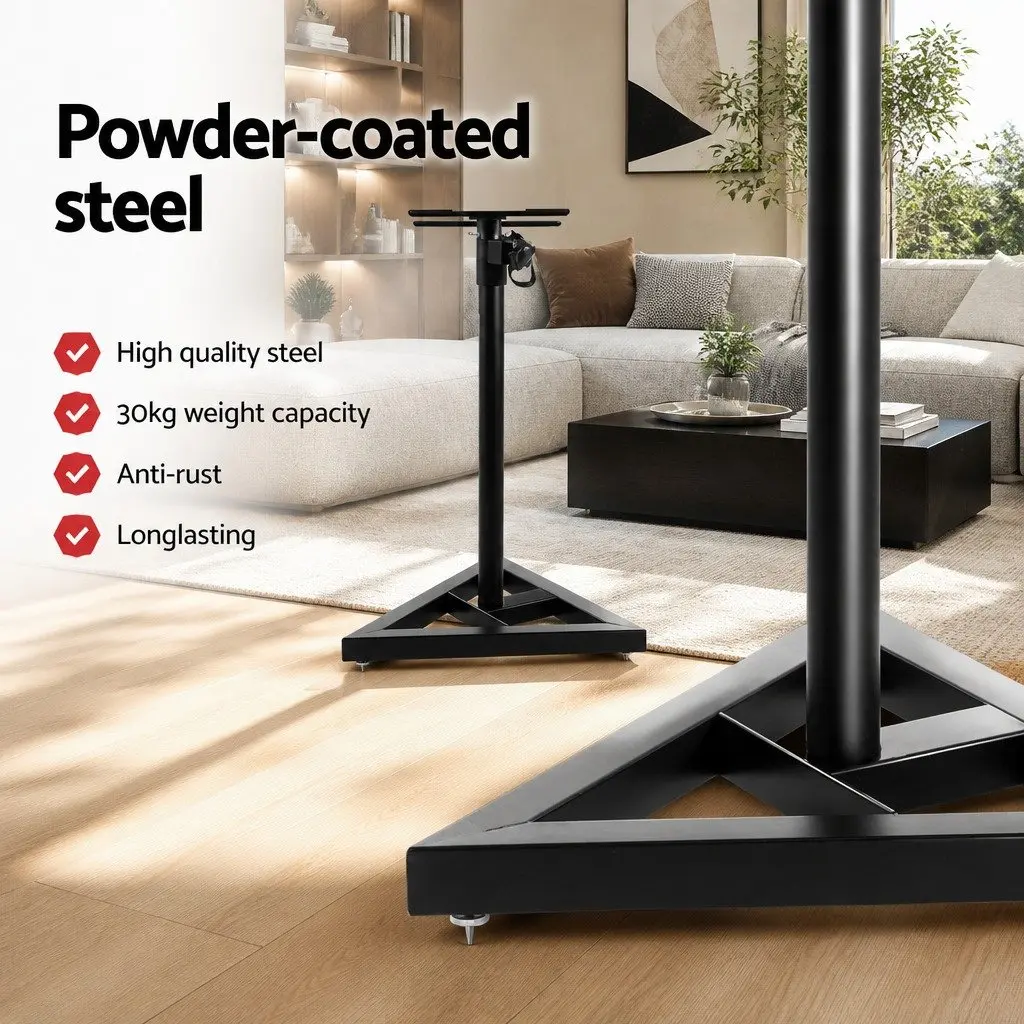 Speaker Stand Black 67-120cm Adjustable Height Professional Surround Sound Studio Home Audio 2 Piece