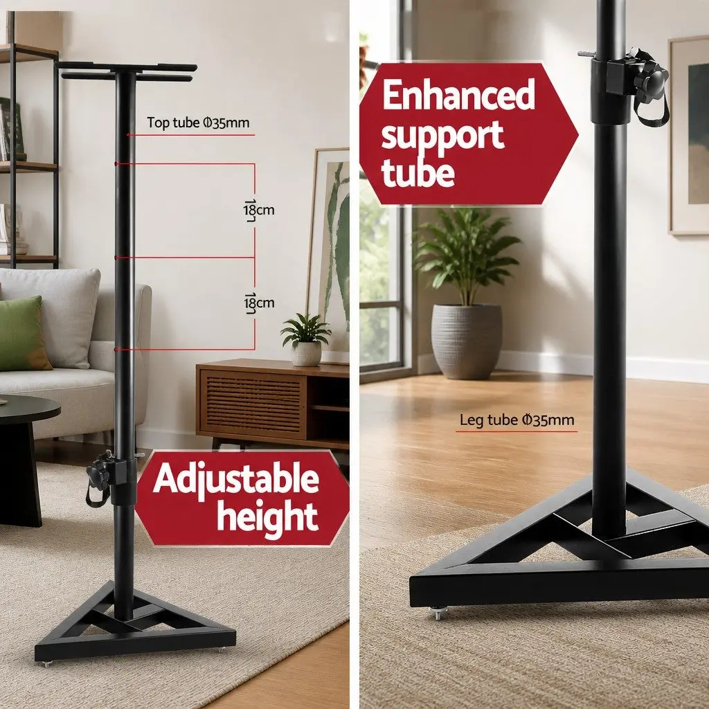 Speaker Stand Black 67-120cm Adjustable Height Professional Surround Sound Studio Home Audio 2 Piece