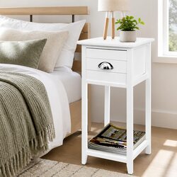 Confidently Stylish White Bedside Table with Drawer