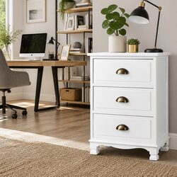 Stylish 3-Drawer White Nightstand for Your Bedroom