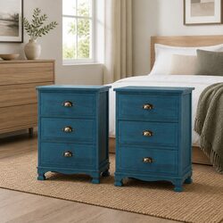 Concise Vintage Nightstand with 3 Drawers