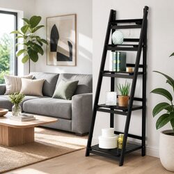 5-Tier Ladder Shelf Freestanding Corner Bookcase Storage Display Stand Coffee