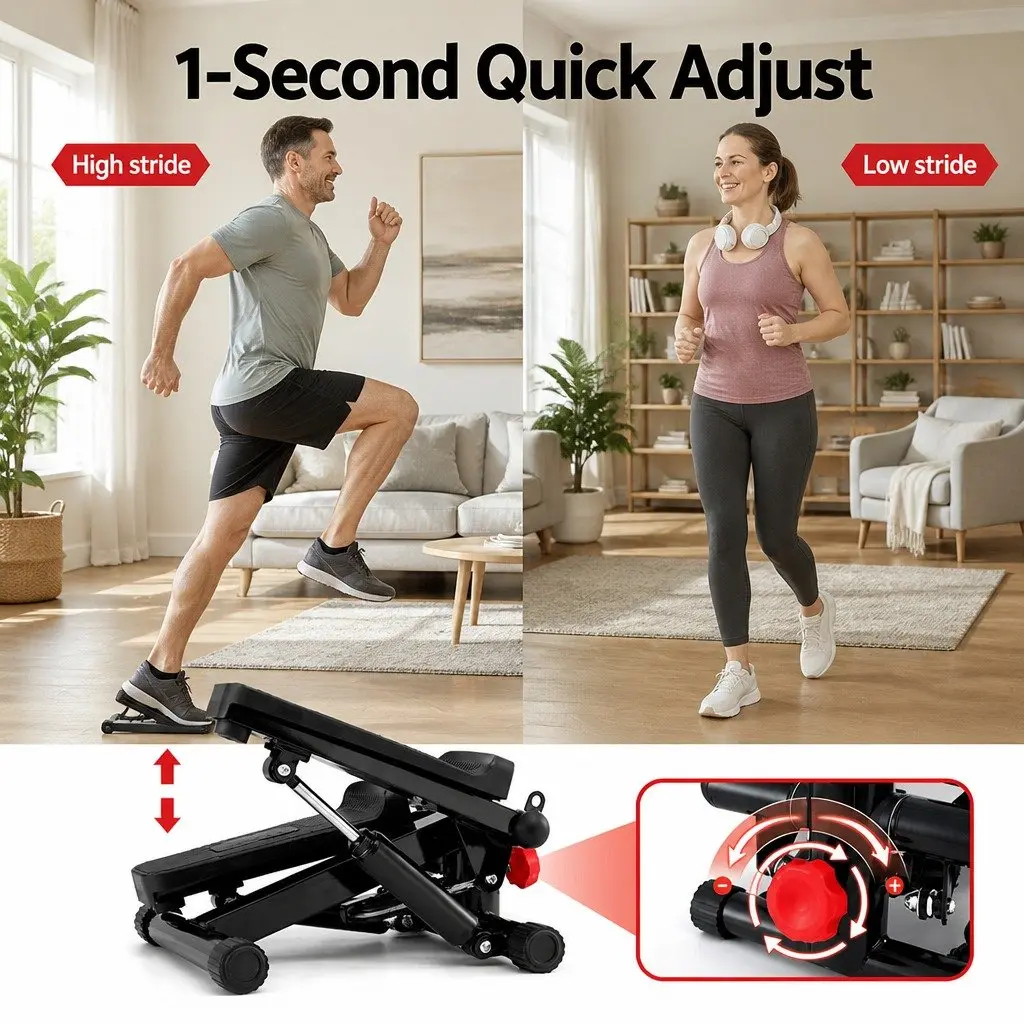Mini Stepper Black Compact Hydraulic Resistance with LCD Display