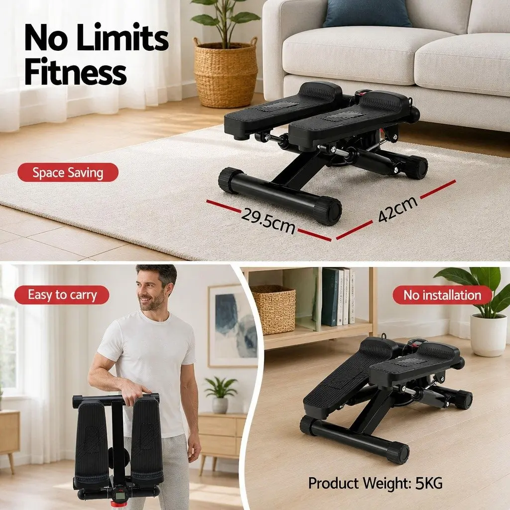 Mini Stepper Black Compact Hydraulic Resistance with LCD Display