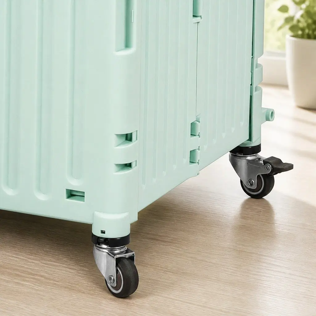 Folding Shopping Trolley Cart Green Portable Collapsible Lightweight with Wheels