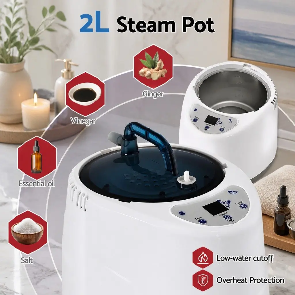 Portable Steam Sauna Tent Grey 1000W 2L Steam Pot Personal Home Spa with Timer and Chair Set