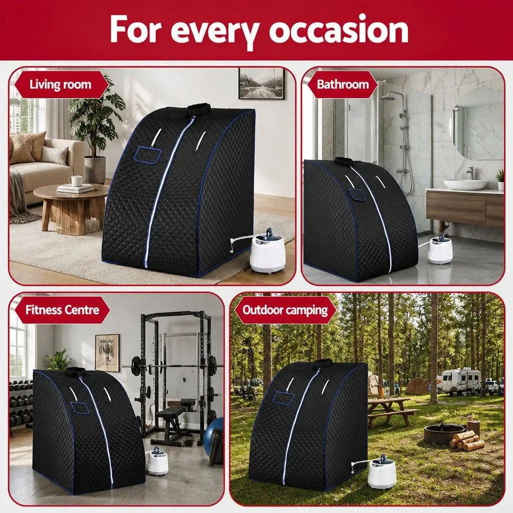 Portable Steam Sauna Tent Grey 1000W 2L Steam Pot Personal Home Spa with Timer and Chair Set