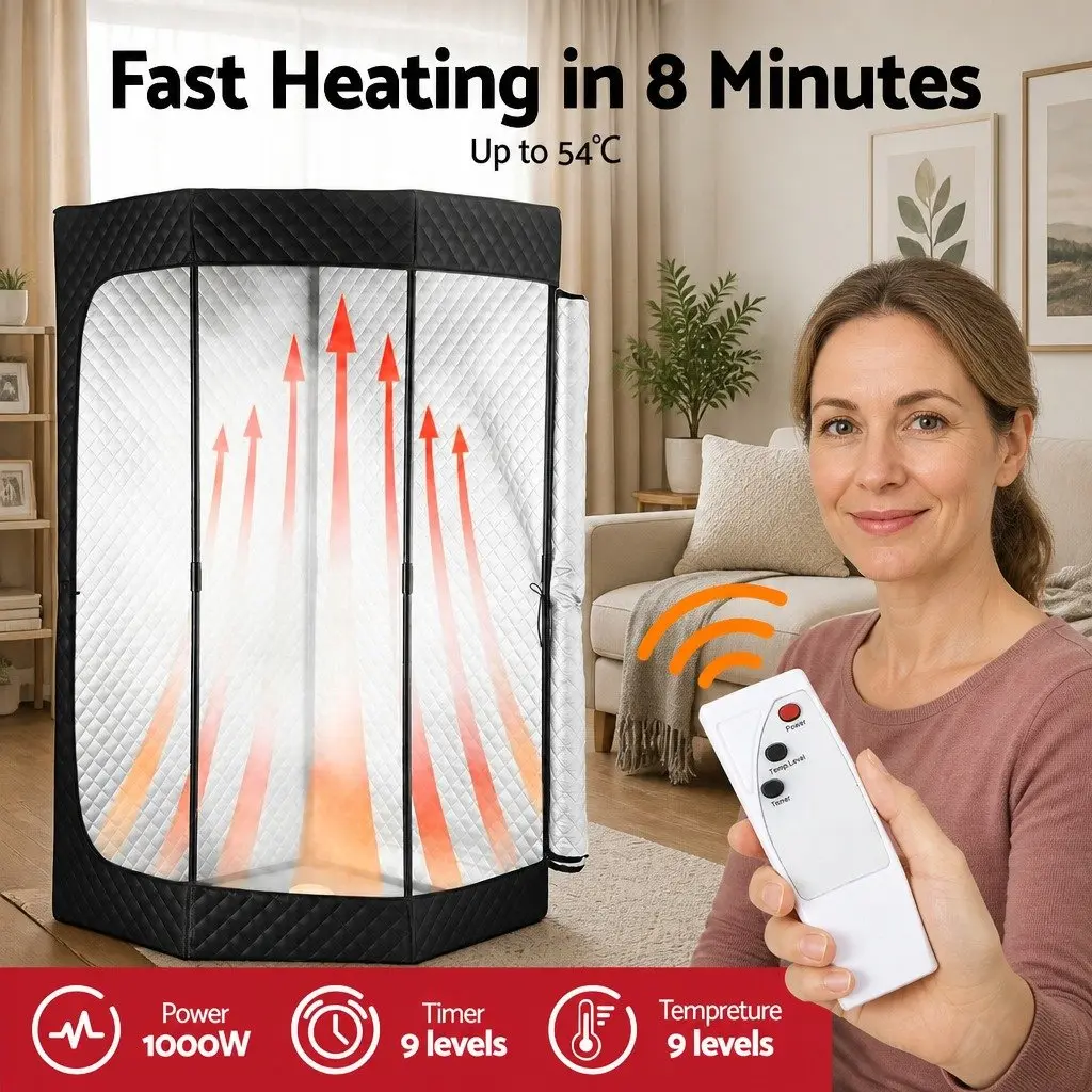 Portable Steam Sauna Tent Grey 1000W 3L Steam Pot Full Body Home Spa with Timer and Foldable Chair