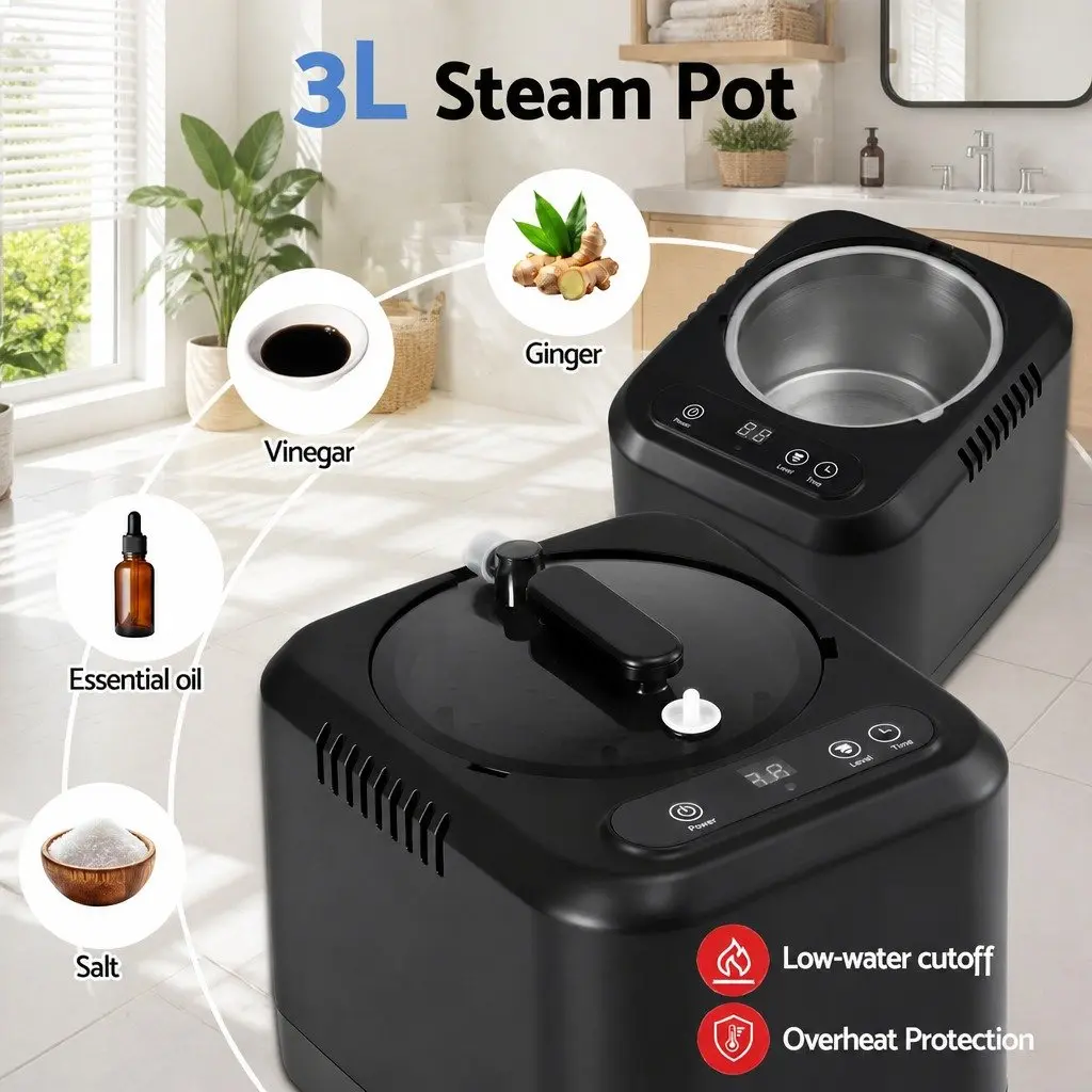 Portable Steam Sauna Tent Grey 1000W 3L Steam Pot Full Body Home Spa with Timer and Foldable Chair
