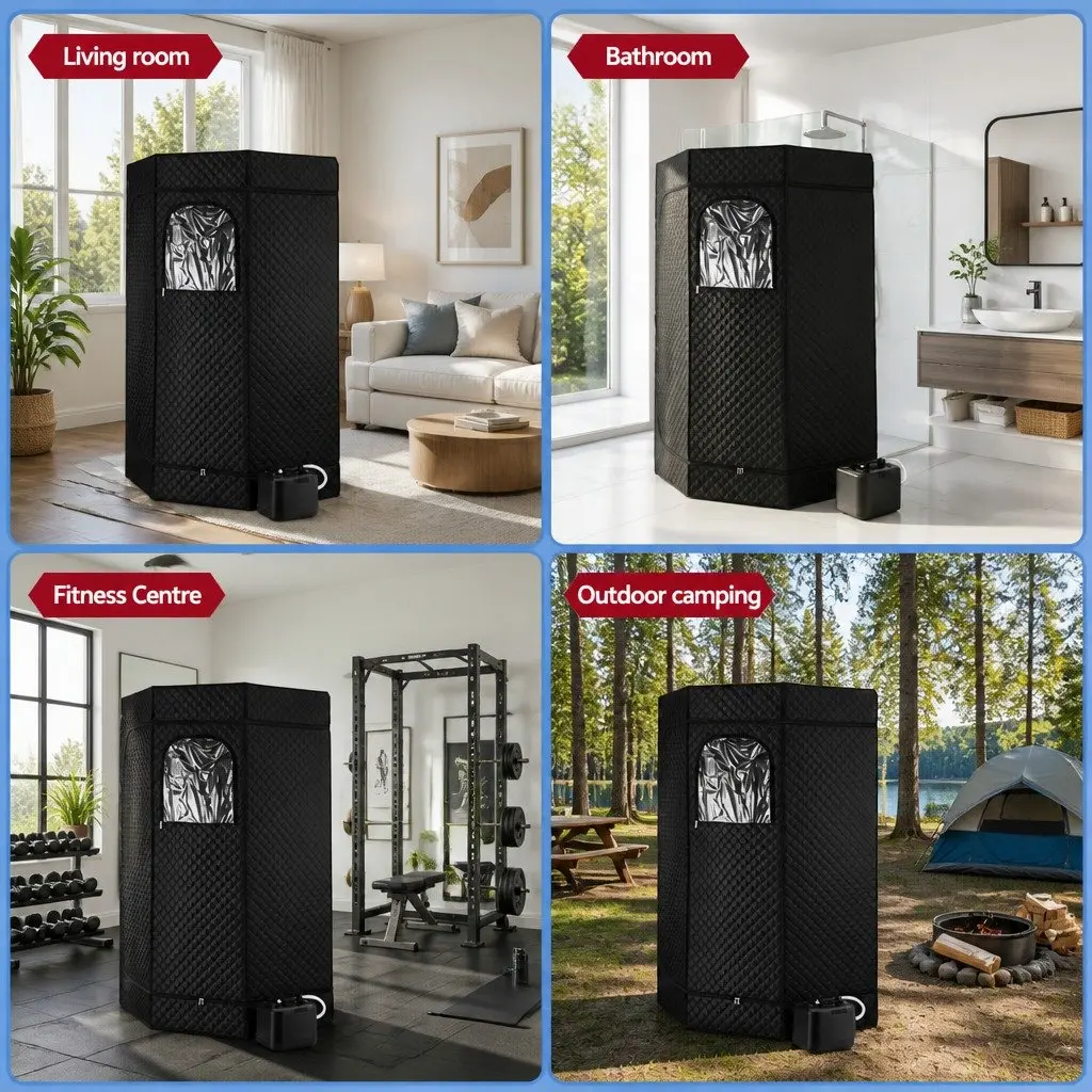 Portable Steam Sauna Tent Grey 1000W 3L Steam Pot Full Body Home Spa with Timer and Foldable Chair