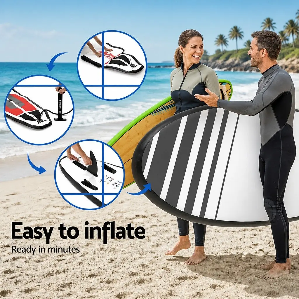 Inflatable Stand Up Paddle Board Black 11ft with Adjustable Paddle Pump Kayak Seat