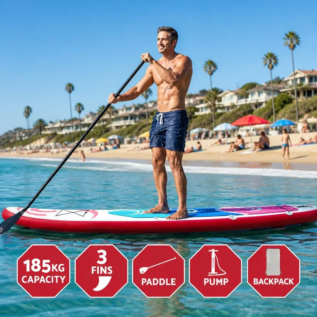 Inflatable Stand Up Paddle Board Pink 11ft with Paddle Pump Kayak Seat and Backpack