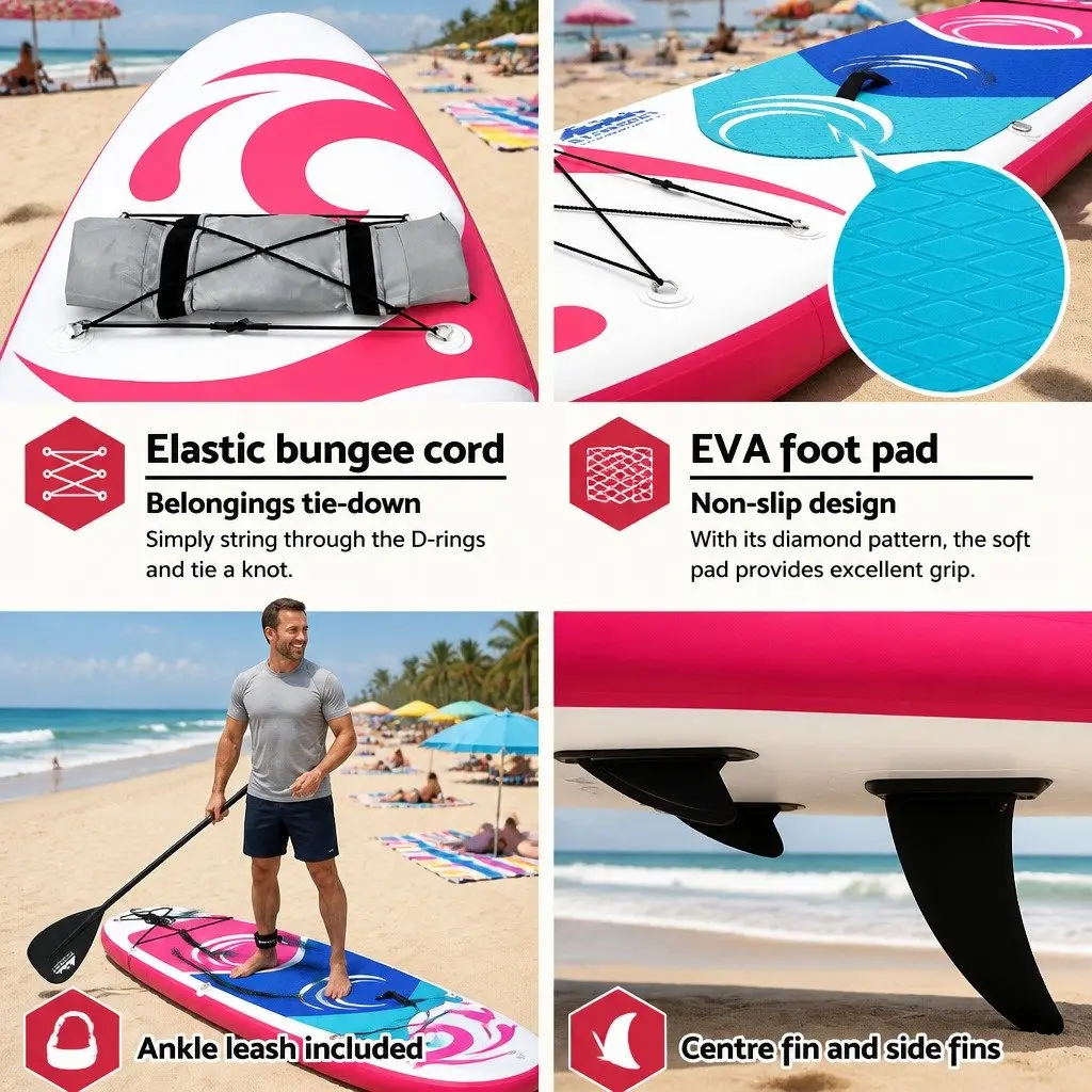 Inflatable Stand Up Paddle Board Pink 11ft with Paddle Pump Kayak Seat and Backpack