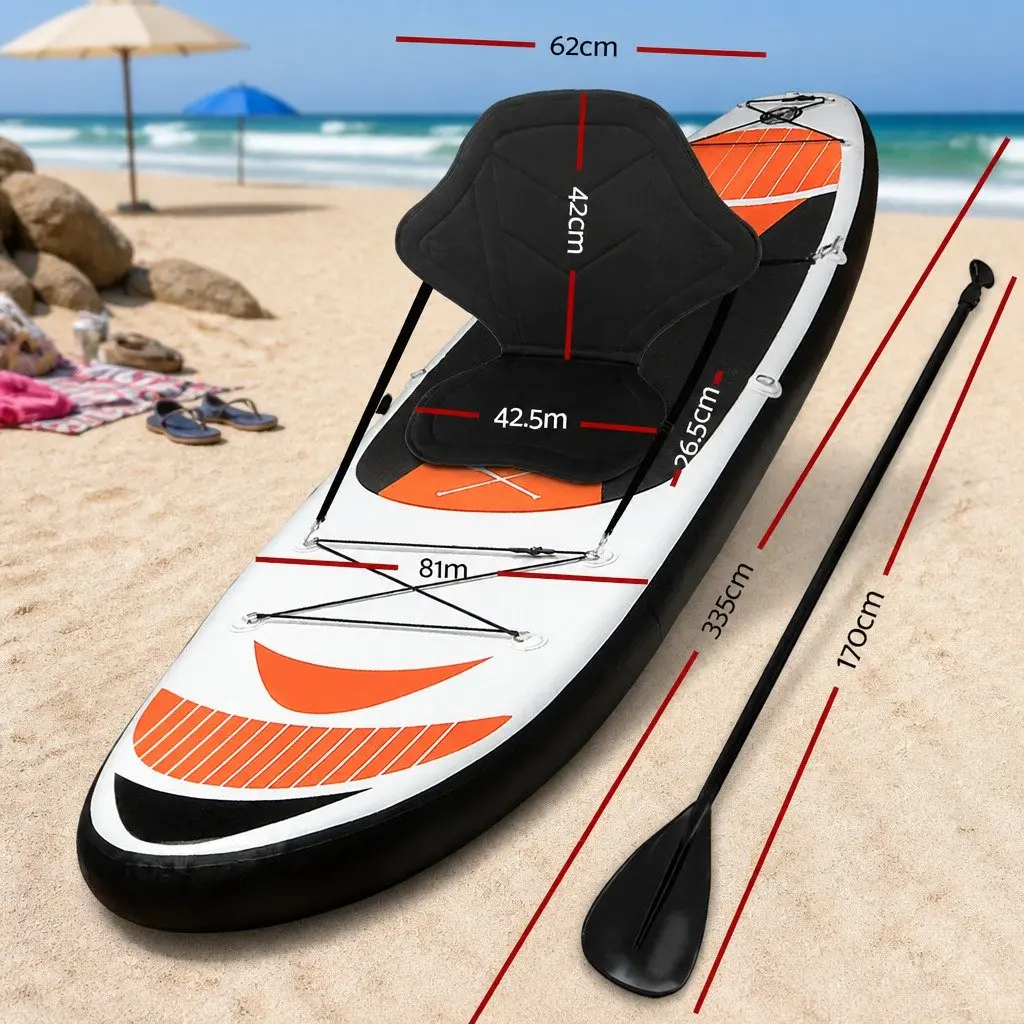 Inflatable Stand Up Paddle Board Red 11ft with Adjustable Paddle and Kayak Conversion