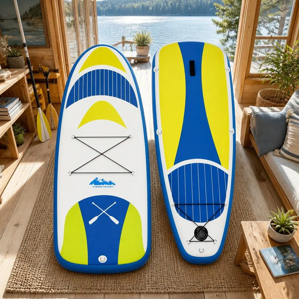 Inflatable Stand Up Paddle Board Yellow 11ft Durable Drop-Stitch Core Adjustable Paddle Kayak Seat