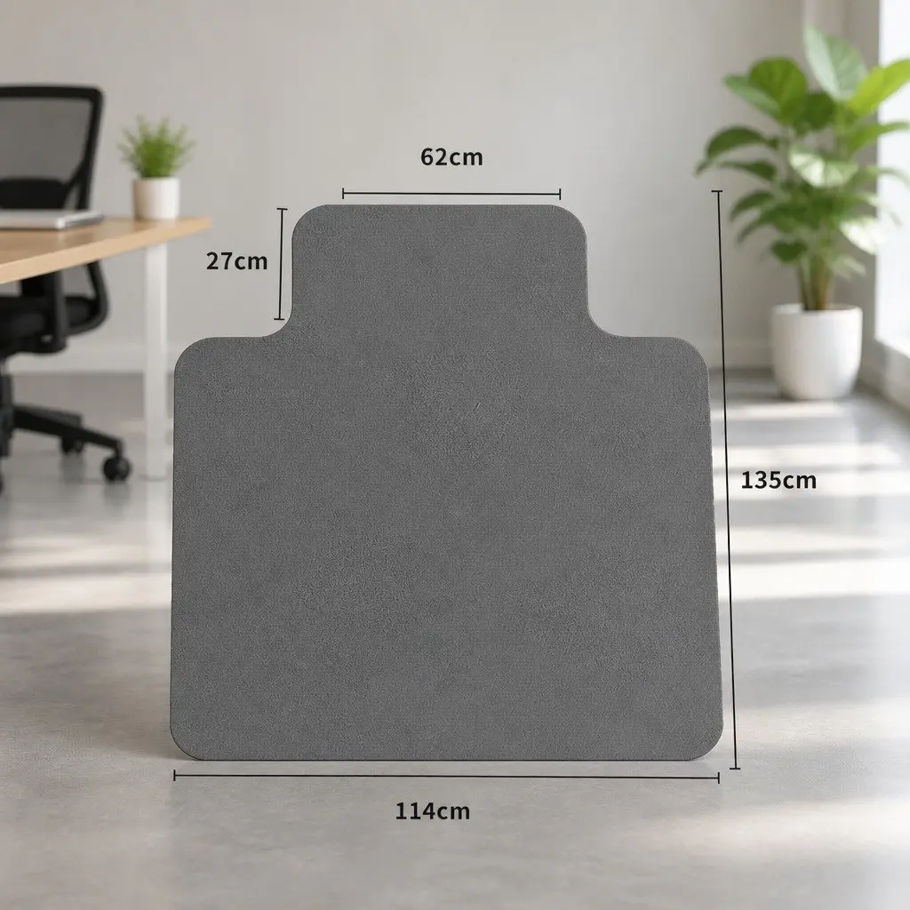 Chair Mat Black 135cm PVC Hard Floor Protector with Gripper Backing