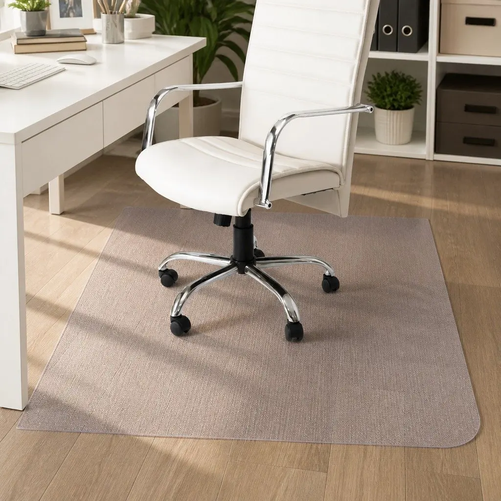 Chair Mat Black PVC 135cm x 114cm Hard Floor Protector Anti-Scratch Gripper Back