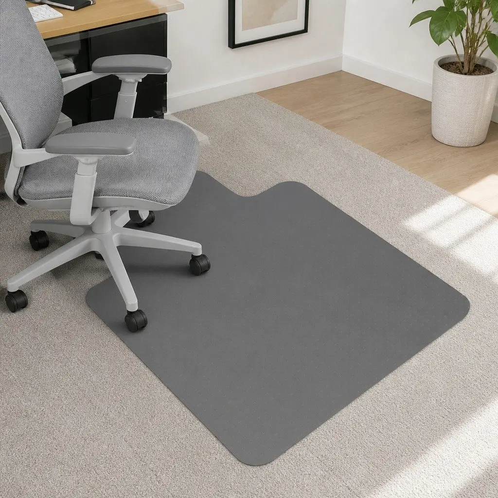 Chair Mat Black 135cm x 114cm Floor Carpet Protector with Gripper Back