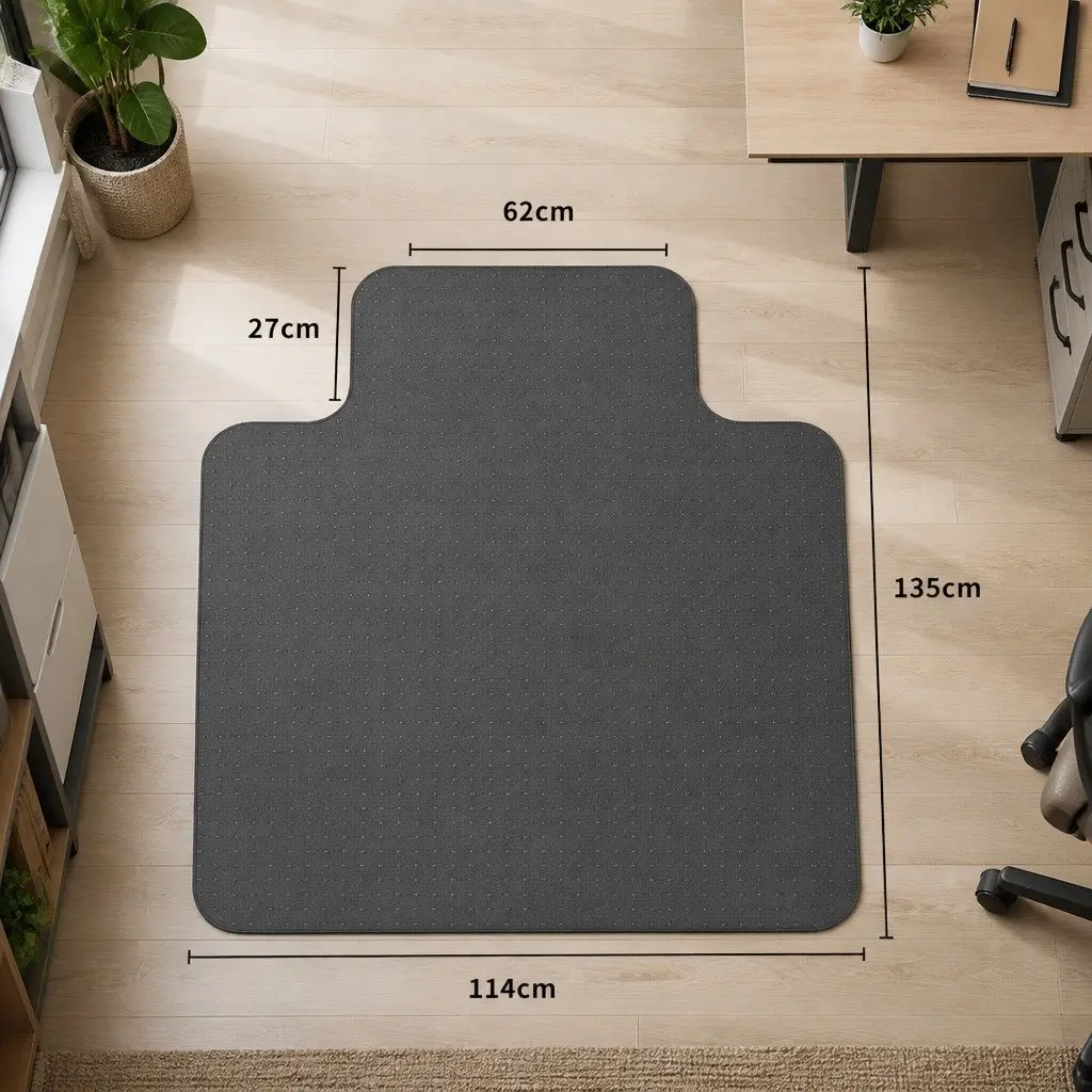 Chair Mat Black 135cm x 114cm Floor Carpet Protector with Gripper Back