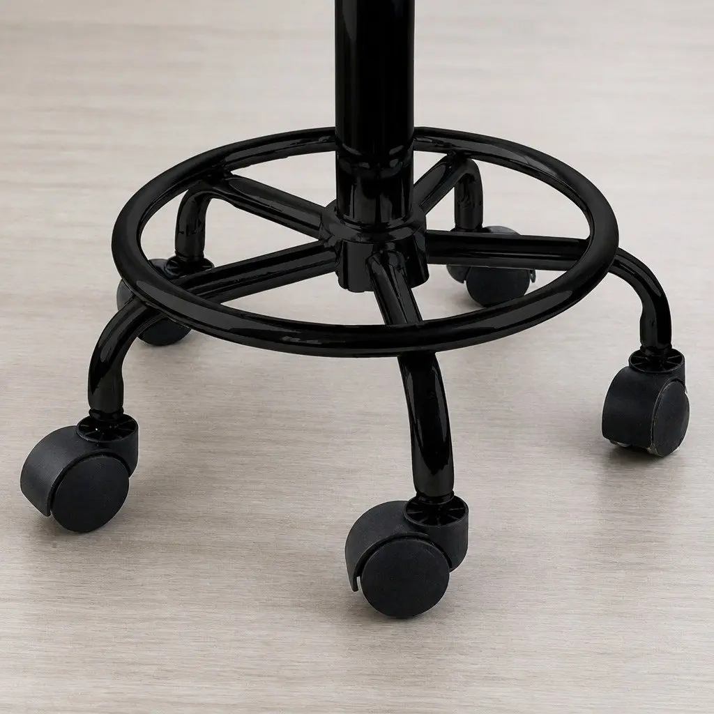 Salon Stool Black PU Leather Seat Height Adjustable Swivel Chair with Gas Lift