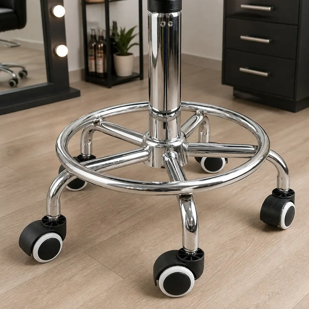 Salon Stool Red Adjustable Height Swivel with Rolling Casters