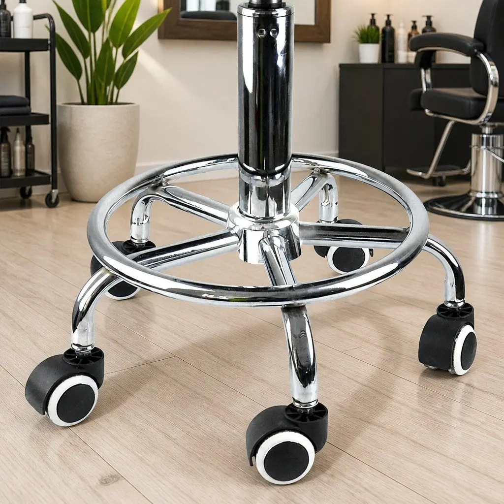 Swivel Salon Stool Burgundy Height Adjustable 360 Degree Swivel Rolling Casters
