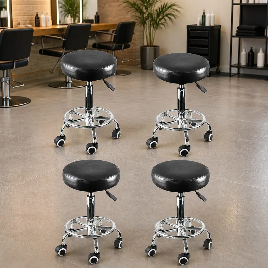 Swivel Bar Stools Teal Height Adjustable Chrome Footrest PU 4 Piece
