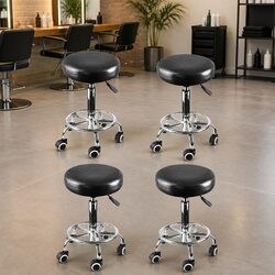 4x Sleek Swivel Bar Stools - Height Adjustable & Stylish