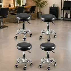 4x Sleek Swivel Bar Stools - Height Adjustable & Stylish