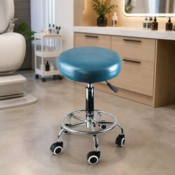 Bar Stools Salon Swivel Stool Teal PU Leather Seat Office Spa Massage Room Stool