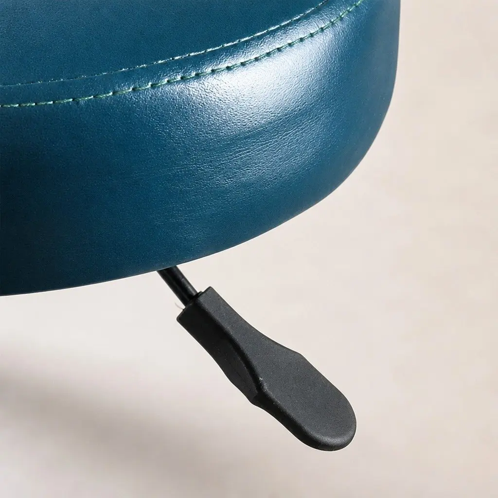 Salon Stool Teal PU Leather Seat Height Adjustable 360 Degree Swivel Rolling Casters for Office Spa Massage Room