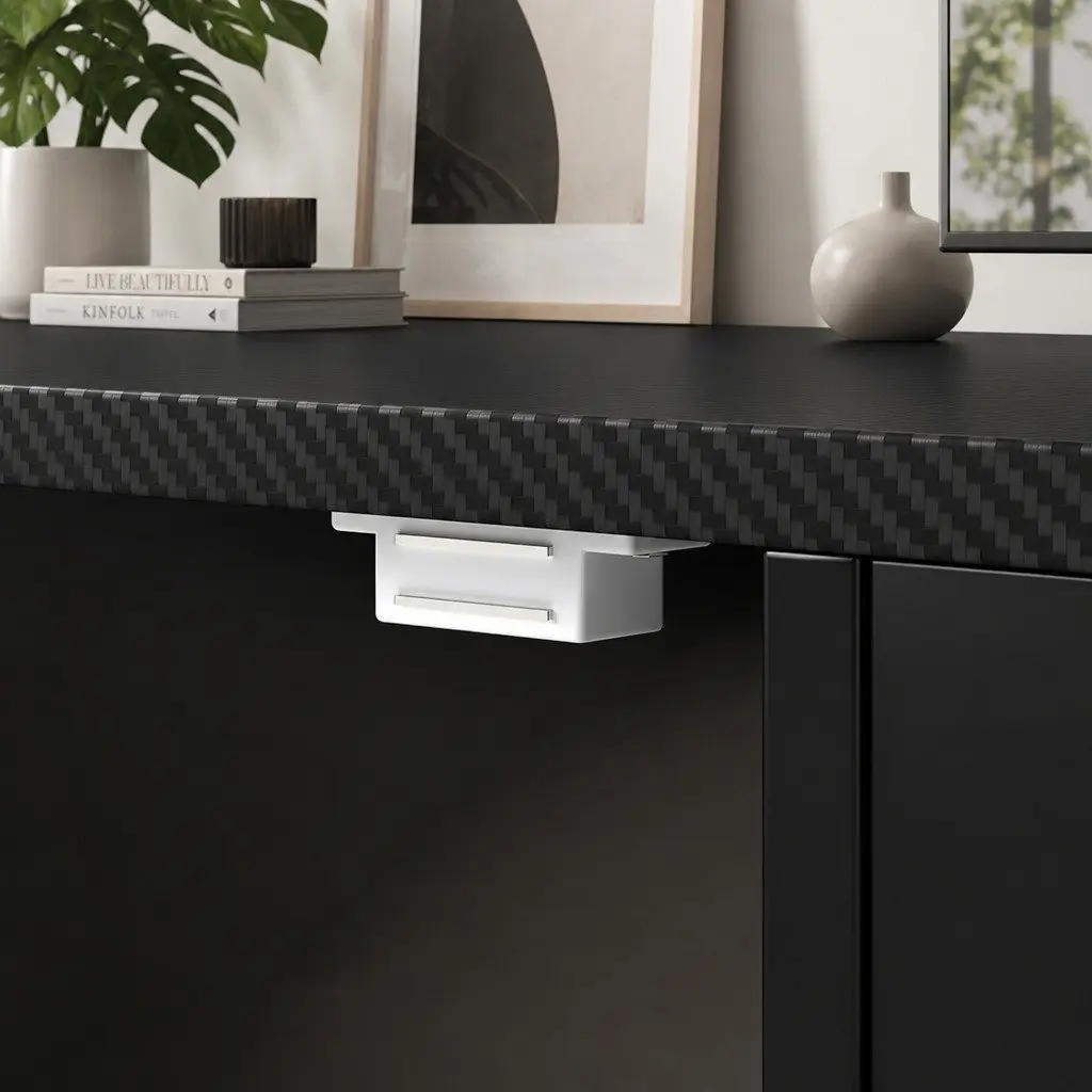 TV Stand Black 140cm LED Entertainment Unit with Adjustable Shelves and Magnetic Door
